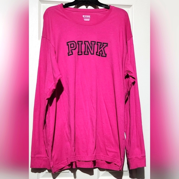 VICTORIA'S SECRET PINK TUNIC T-SHIRT TEE SLEEP SHIRT BRIGHT PINK SIZE XLARGE XL - Picture 1 of 13
